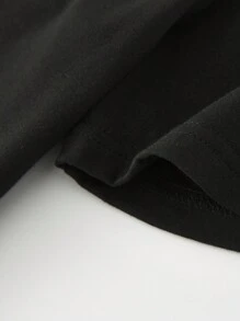 女大童蝴蝶和標語圖案落肩T恤 - 黑色 - 查看 7