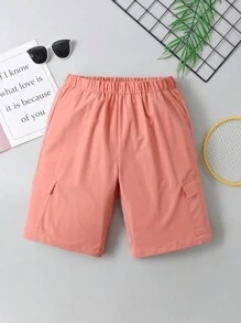 Manfinity Men Flap Pocket Side Cargo Shorts - Pink - View 1