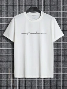 Manfinity Dauomo Men Letter Graphic Tee - White - View 3