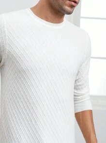 Manfinity NiteLyfe Hombres Jersey unicolor de cuello redondo - Blanco - Ver 7