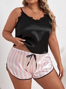 Bộ Giản Dị Kích Thước Lớn Tương phản ren Thắt nút Sọc - Nhiều màu - Xem 1