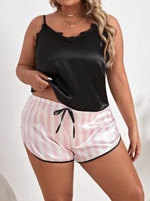 Bộ Giản Dị Kích Thước Lớn Tương phản ren Thắt nút Sọc - Nhiều màu - Xem 3