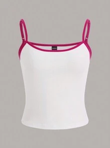 SHEIN EZwear Áo khoác và áo lót dành cho xe tăng nữ Tương phản ràng buộc màu trơn Giải trí - trắng - Xem 1