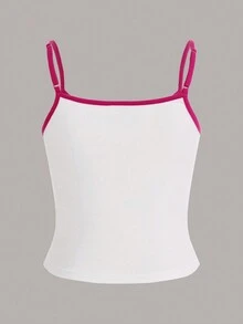 SHEIN EZwear Áo khoác và áo lót dành cho xe tăng nữ Tương phản ràng buộc màu trơn Giải trí - trắng - Xem 2