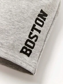 Cozy Pixies Đứa bé trai Đồ họa Chữ cái Quần short thể thao - Màu Xám nhạt - Xem 3