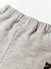 Cozy Pixies Đứa bé trai Đồ họa Chữ cái Quần short thể thao - Màu Xám nhạt - Xem 4