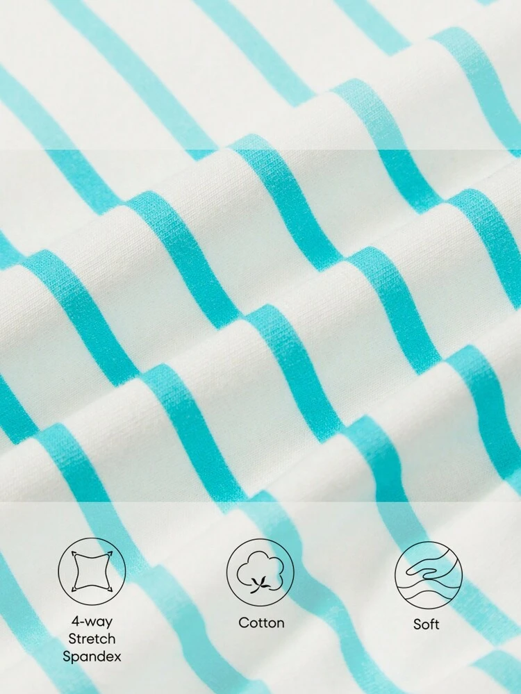 Baby Boy Striped Print Letter Patched Detail Tee & Shorts