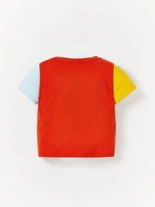 Cozy Pixies Baby Letter Graphic Colourblock Tee - Red - View 2