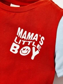 Cozy Pixies Baby Letter Graphic Colourblock Tee - Red - View 3