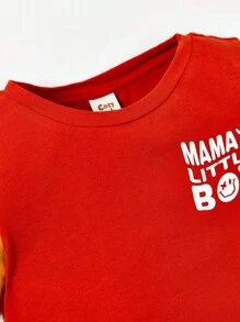 Cozy Pixies Baby Letter Graphic Colourblock Tee - Red - View 4