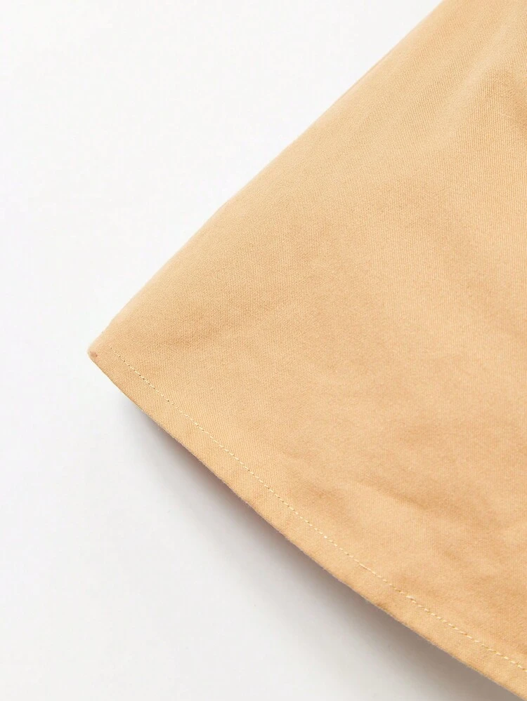 Baby Solid Button Front Pocket Patched Shirt Dress