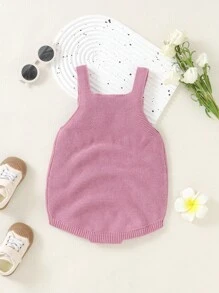 Bebé niña Body unicolor de tira tejido & con diseño 3D sin camiseta - Rosa vieja - Ver 2
