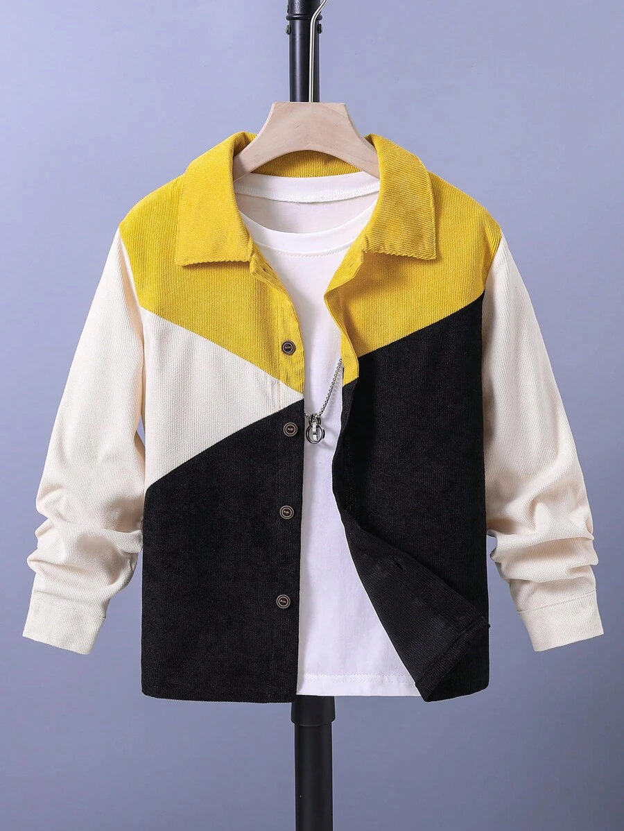 SHEIN Bé Trai Jackets Nút phía trước Khối Màu Giải trí - Nhiều màu - Xem 1