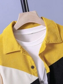 SHEIN Bé Trai Jackets Nút phía trước Khối Màu Giải trí - Nhiều màu - Xem 4