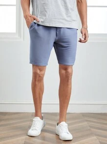 Manfinity NXTstreet 男士條紋圖案腰部抽繩短褲 - 淺藍色 - 查看 5