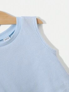 SHEIN 男嬰素色背心上衣和短褲和包 - 彩色 - 查看 3