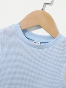 SHEIN 男嬰素色背心上衣和短褲和包 - 彩色 - 查看 4