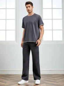 Manfinity VCAY Men Cotton Embroidery Wings Pattern Straight Leg Jeans - Black - View 3