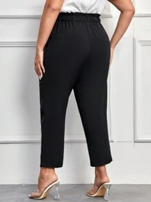 SHEIN Privé Hơn Nếp gấp cao eo Nút phía trước Quần - màu đen - Xem 2