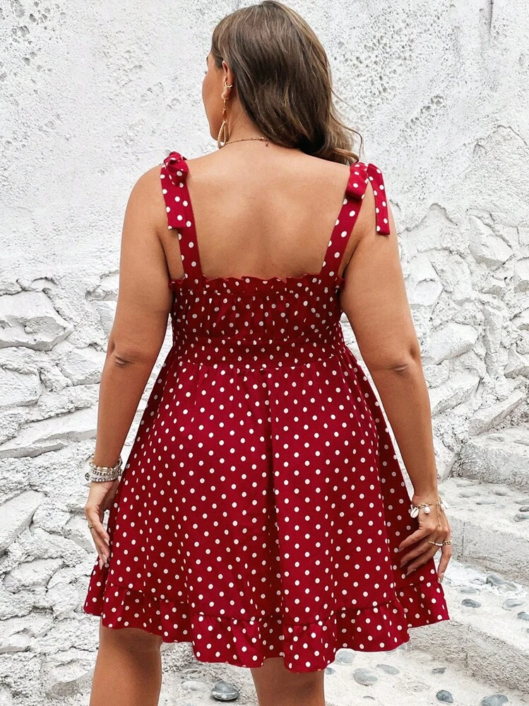 Mini Robe Une épaule Lea & Viola - Volants, Pois Rouges Et Blancs, Taille XS
