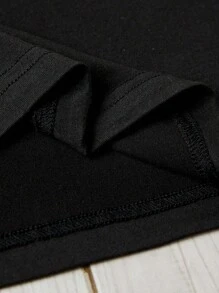 SHEIN LUNE Camiseta panda con con estampado de letra - Negro - Ver 4