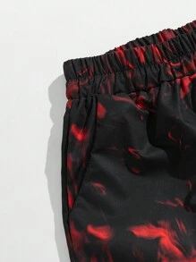 ROMWE MEN Grunge Punk Quần short thắt lưng dây rút in họa tiết Allover dành cho nam, trường học - Nhiều màu - Xem 4