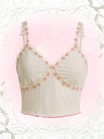 ROMWE Kawaii Đồ trang trí hoa Cami ngọn