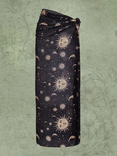 Heymoonly Jupe à imprimé soleil et lune à ruché