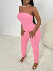 Slaydiva Solid Tube Jumpsuit - Pink - View 6