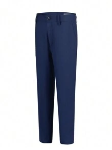 Tween Boy Solid Straight Leg Suit Trousers - Navy Blue - View 5
