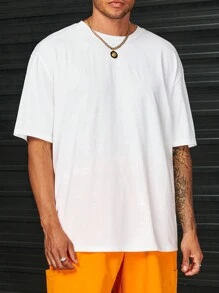 Manfinity RebelGame Men Cotton Lemon & Slogan Graphic Drop Shoulder Tee - White - View 2