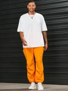 Manfinity RebelGame Men Cotton Lemon & Slogan Graphic Drop Shoulder Tee - White - View 5