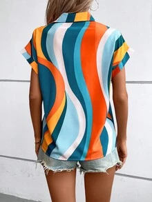 SHEIN LUNE Áo sơ mi nữ Nút phía trước Tất cả trên in Giải trí - Nhiều màu - Xem 2