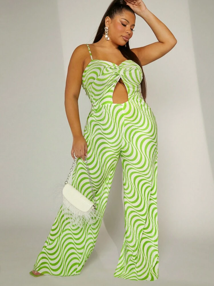 SHEIN Unity Macacão De Ondas Plus Twist Listrado - Multicolorido - Ver 1