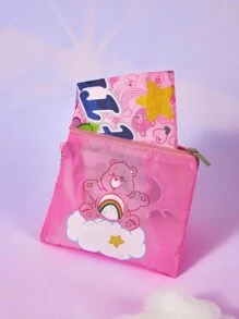 ROMWE X Care Bears 小購物袋帶零錢包可愛標語卡通圖案粉色 - 粉色 - 查看 3