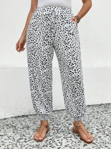 EMERY ROSE Pantalones con estampado con bolsillo oblicuo