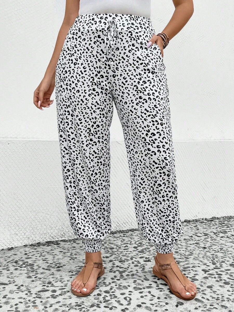 EMERY ROSE Pantalones con estampado con bolsillo oblicuo