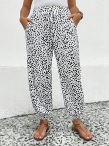 EMERY ROSE Pantalones con estampado con bolsillo oblicuo