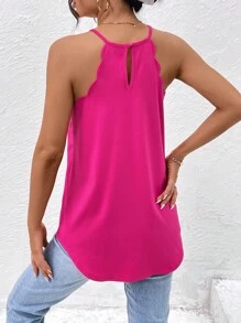 SHEIN Essnce Cắt vỏ sò Áo hai dây - Màu Hồng Tươi - Xem 2