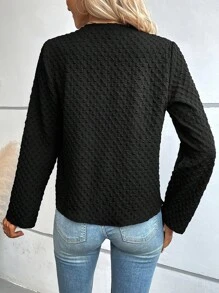 SHEIN LUNE Áo khoác nữ Bất đối xứng màu trơn Giải trí - màu đen - Xem 2