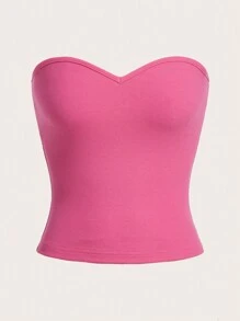 SHEIN BASICS Solid Tube Top - Pink - View 1
