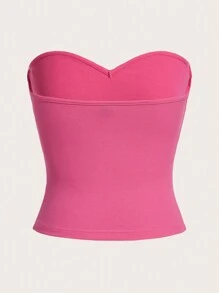SHEIN BASICS Solid Tube Top - Pink - View 2