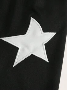 SHEIN Teen Girls Star Print Flare Leg Trousers - Black - View 3