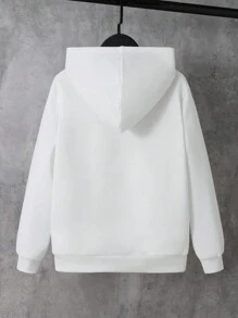 SHEIN Tween Boy Leisure Knitted Sweatshirt With Cartoon Print Pattern - White - View 2