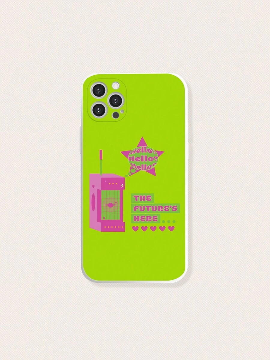 Nine Four Pop 1 Ốp Điện Thoại Họa Tiết Ngôi Sao Neon Lime Slogan Tương Thích Với IPhone - Màu xanh chanh - Xem 1