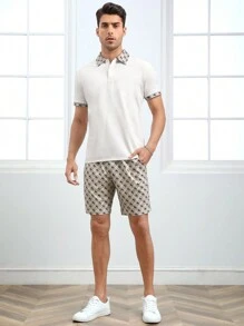 GENTILAND 男士格紋印花POLO衫&短褲 - 彩色 - 查看 4