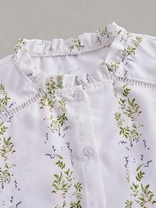 GENKIRA Floral Print Puff Sleeve Blouse - Apricot - View 3