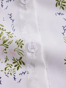 GENKIRA Floral Print Puff Sleeve Blouse - Apricot - View 4