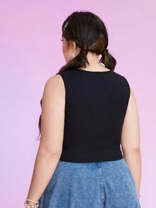 Atosha Plus Top Sans Manches Cœur Et Lettre