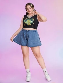 Atosha Plus Top Sans Manches Cœur Et Lettre